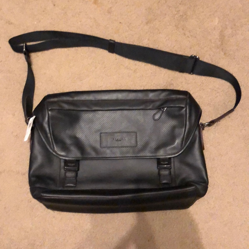 Coach black briefcase messenger bag